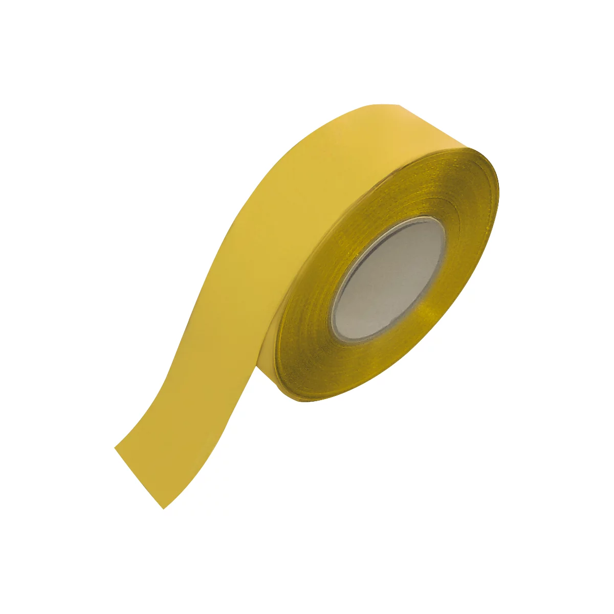 A roll of yellow tape unrolling.