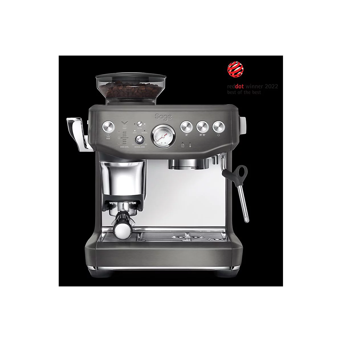 Sage SES876BST4EEU1 the Barista Express Impress - Automatische Kaffeemaschine mit Milchaufschäumer - 9 bar - Schwarz-Edelstahl