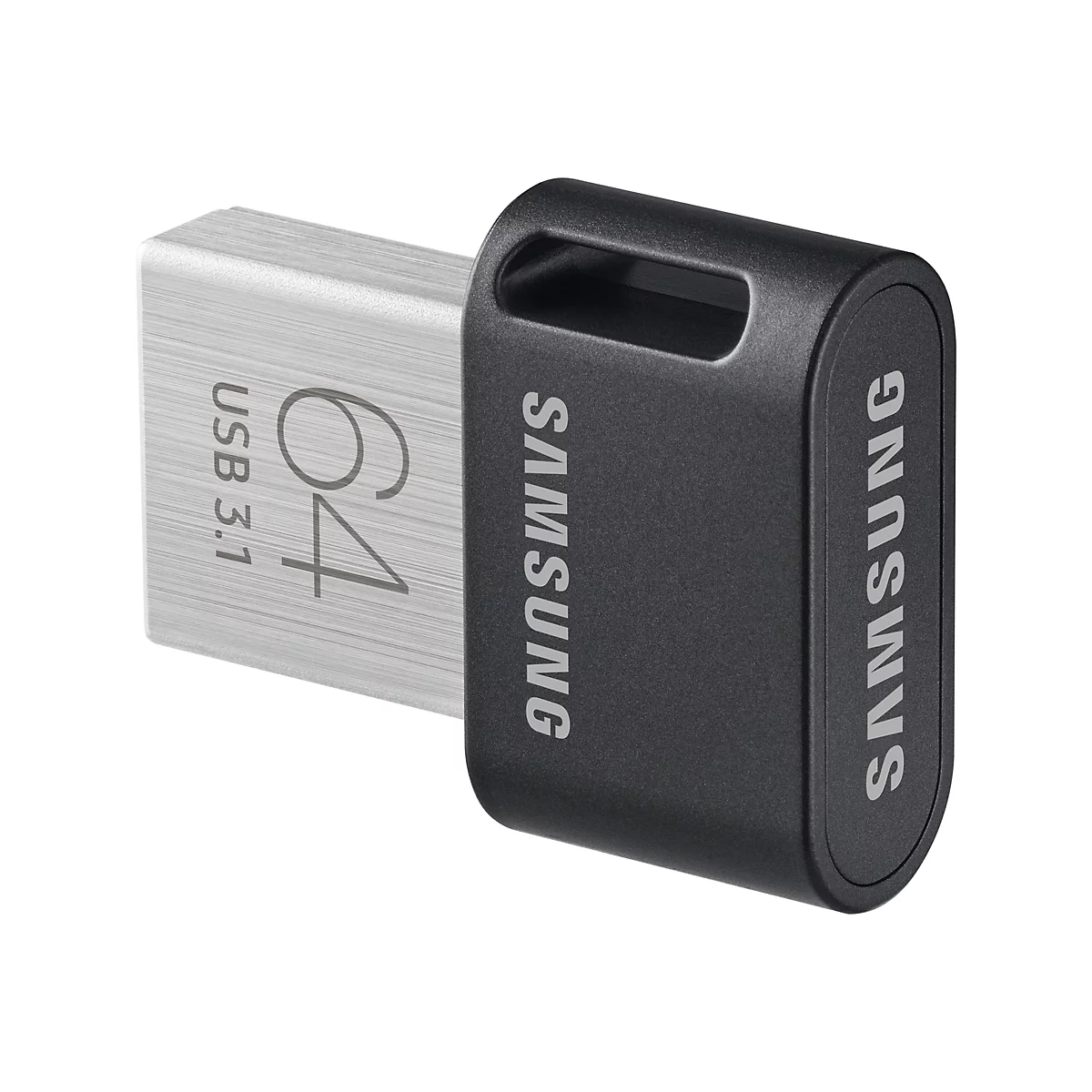 Zwei USB-Sticks von Samsung. Einer silbern mit 64 GB USB 3.1 Aufdruck, der andere schwarz.