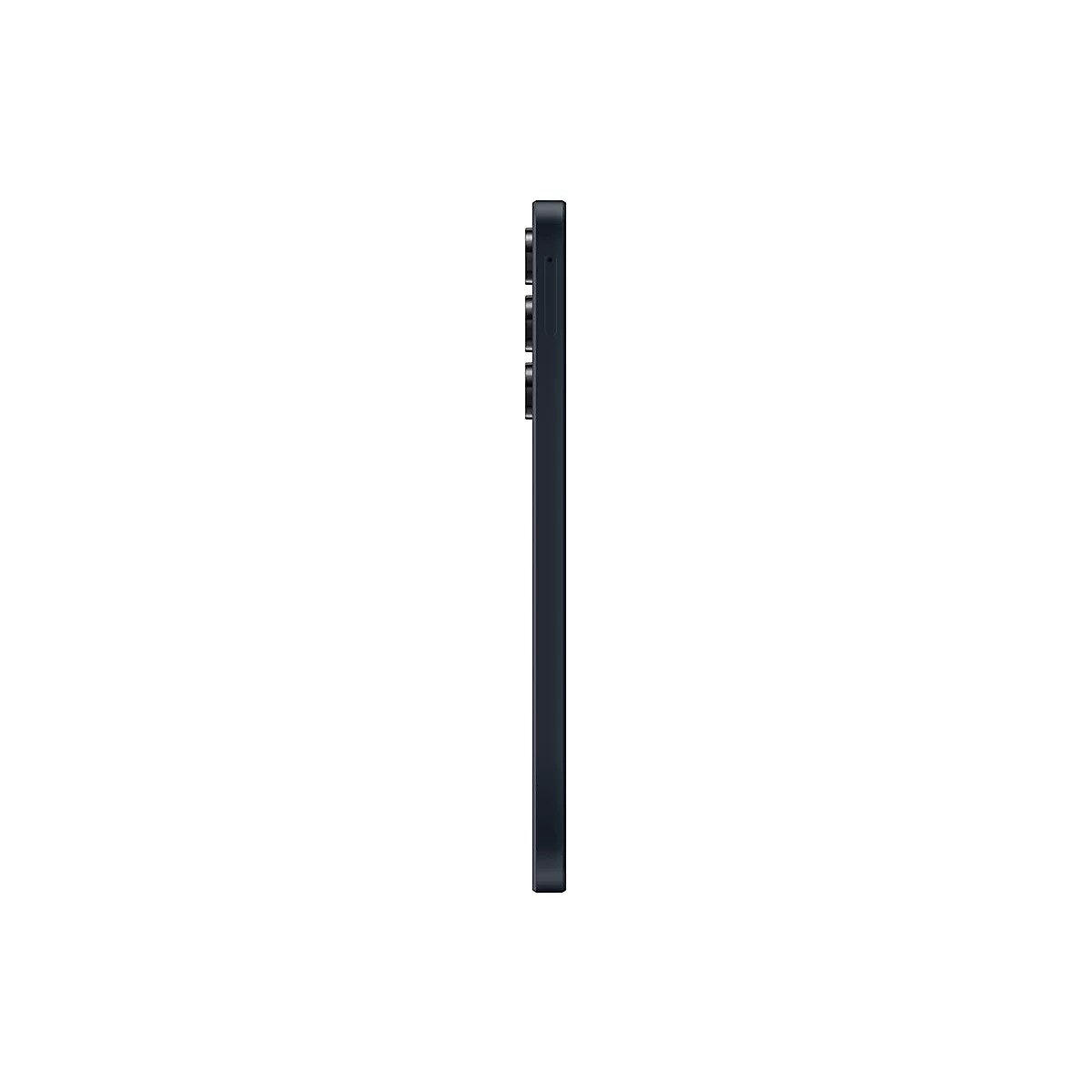 Dunkelblaues Smartphone-Seitenprofil. Auf der Seite befinden sich Knöpfe und Kameras.