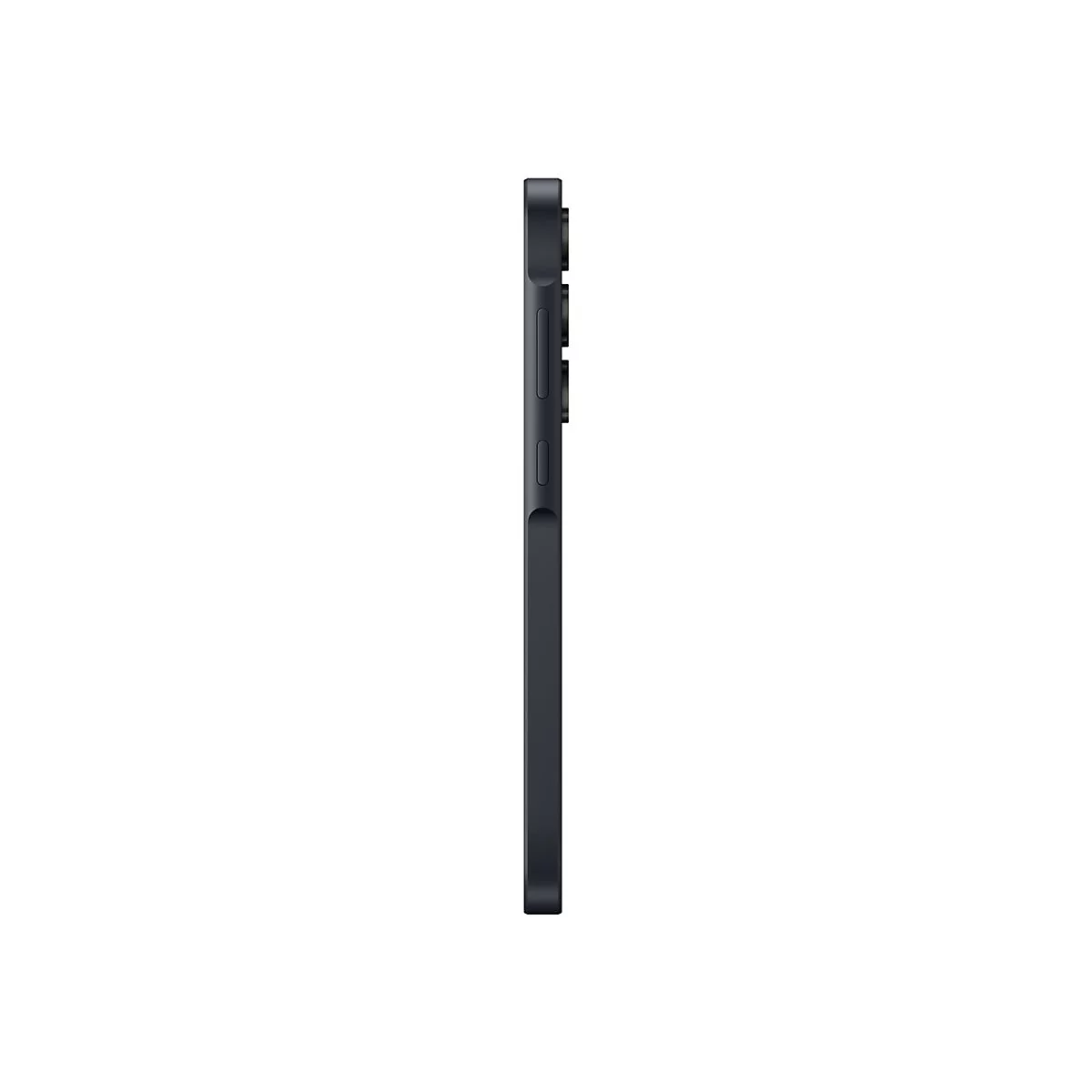 Dunkelblaues Smartphone im Profil, zeigt die Seitenansicht. KnÃ¶pfe und Kameras sind erkennbar.