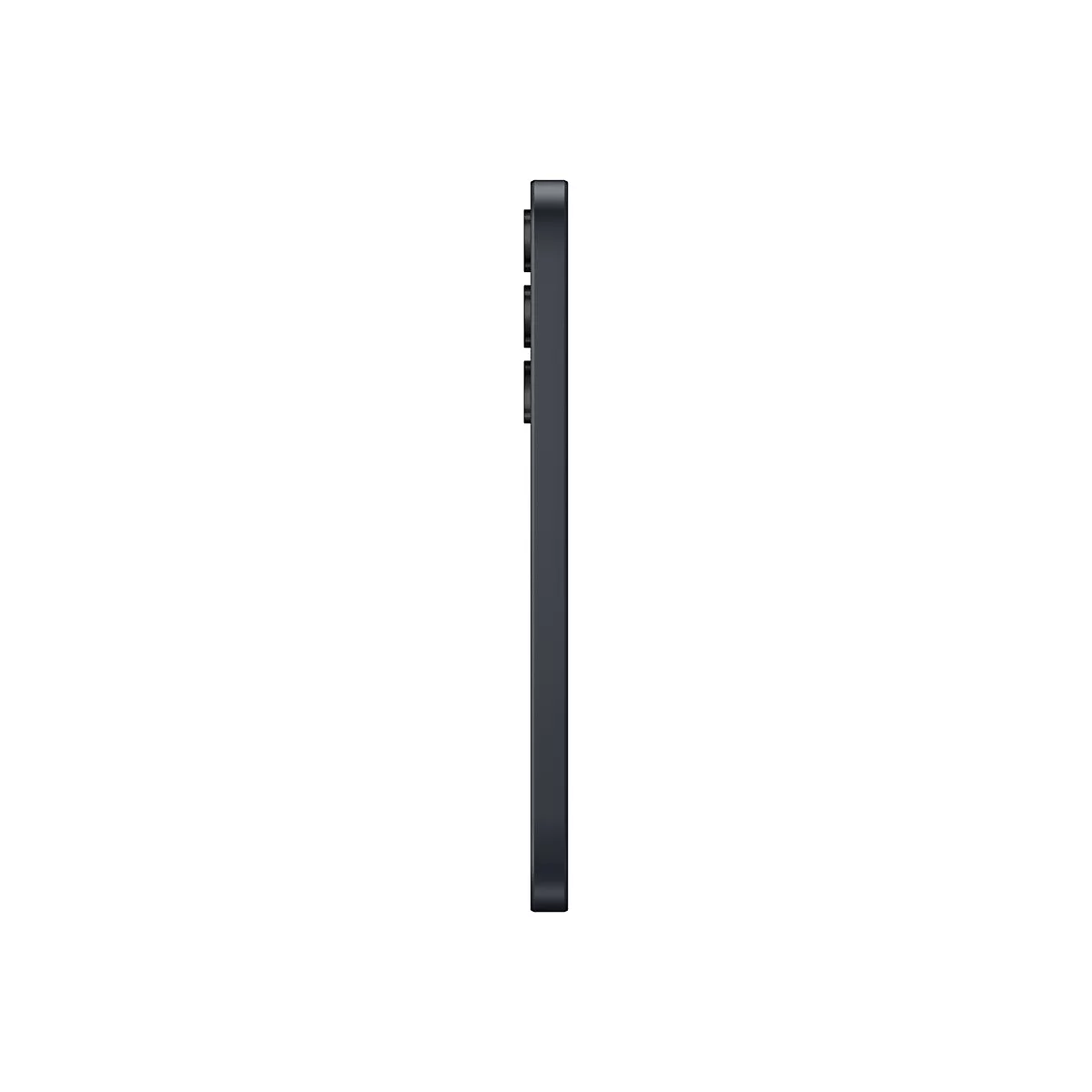 Dunkelgraues Smartphone, seitliche Ansicht. Auf der linken Seite sind die Objektive zu sehen.