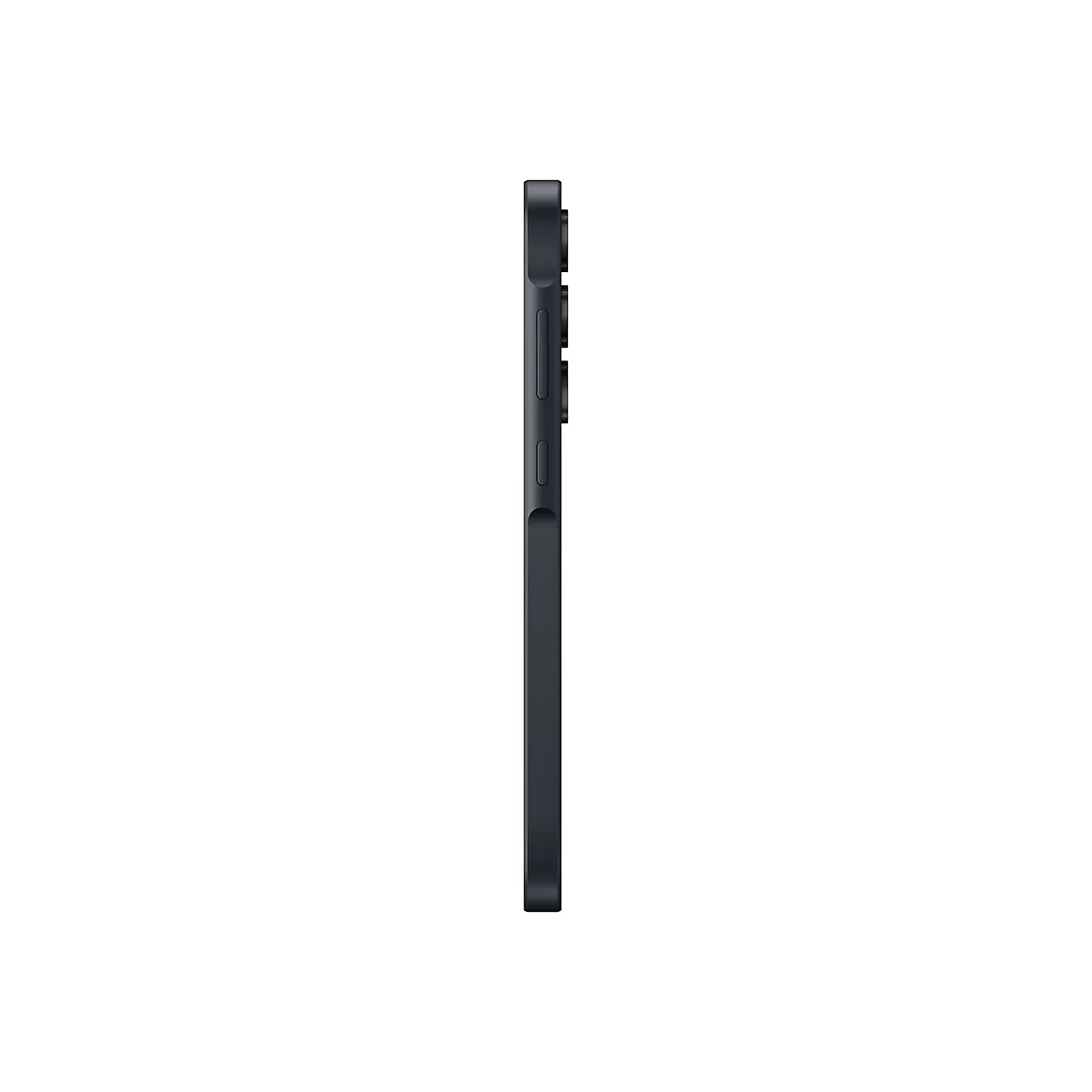 Dunkelblaues Smartphone im Profil, mit Kamera auf der Seite.