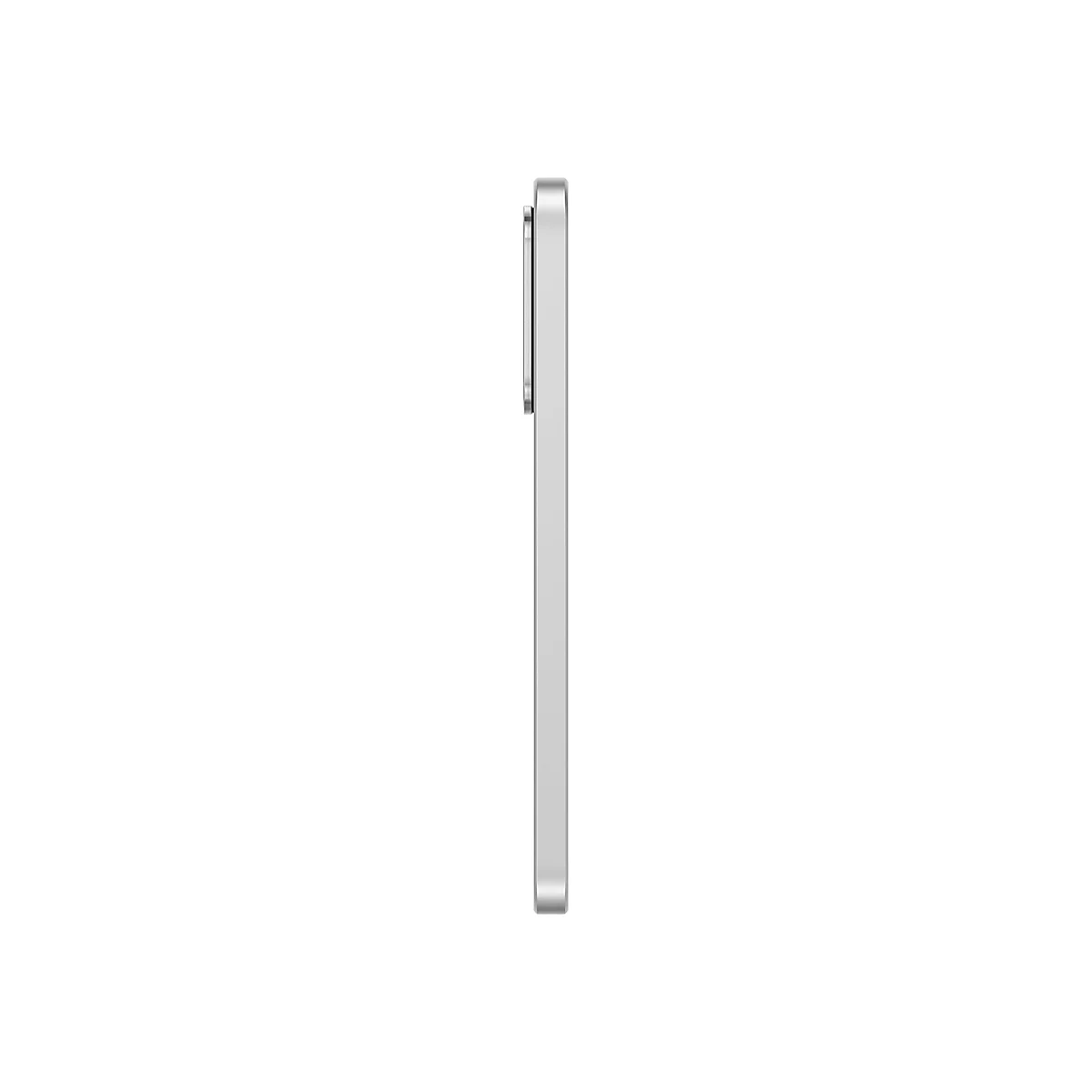 Seitenansicht eines silbernen Smartphones. Links das Gehäuse, rechts die Kamera.