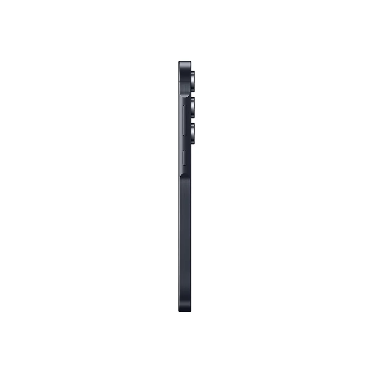 Dunkelgraues Smartphone in Seitenansicht. Mehrere Objektive und KnÃ¶pfe auf der linken Seite.