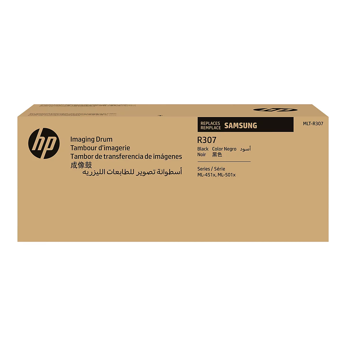 BoÃ®te en carton marron avec logo HP et nom du produit R307.