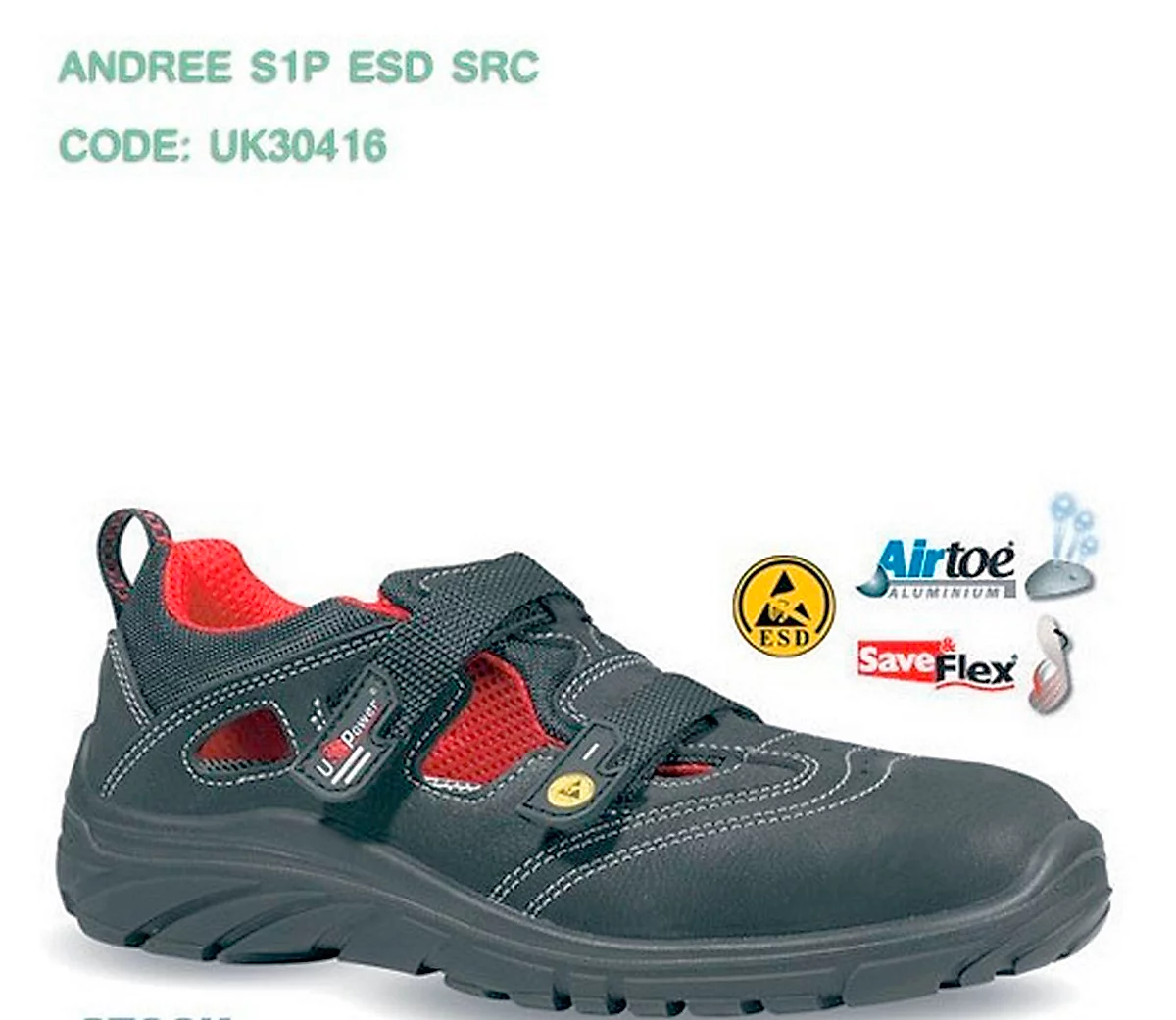 Sandalias de seguridad ESD U-Power Andree, S1P, puntera de aluminio, talla 40
