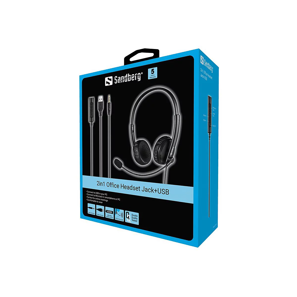 Sandberg 2in1 Office - Headset - On-Ear - kabelgebunden - 3,5 mm Stecker, USB-A