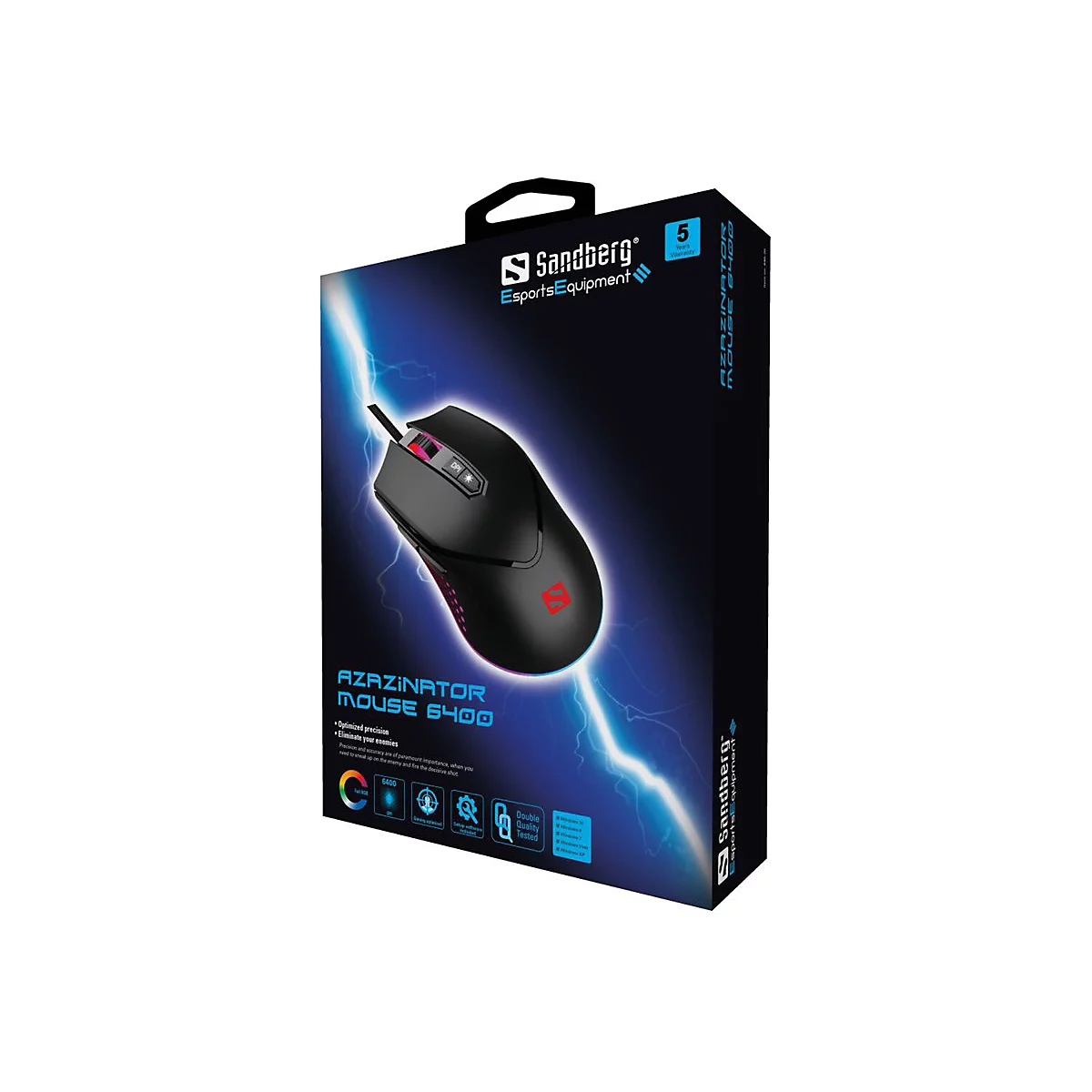 Sandberg Azazinator Mouse 6400 - Maus - 7 Tasten - kabelgebunden - USB 2.0
