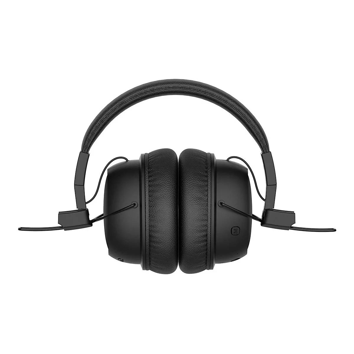 Schwarze Over-Ear-Kopfhörer vor weißem Hintergrund.