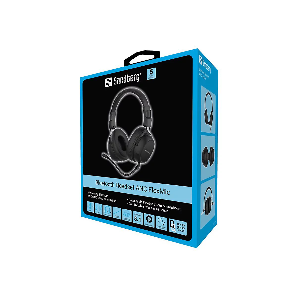 Sandberg Bluetooth Headset ANC FlexMic - Headset - ohrumschließend - Bluetooth - kabellos - aktive Rauschunterdrückung