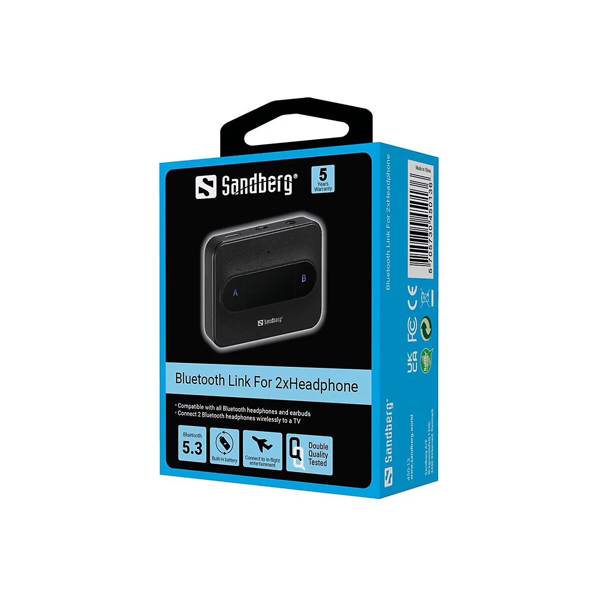 Sandberg Bluetooth Link - Kabelloser Bluetooth-Audiosender für Kopfhörer