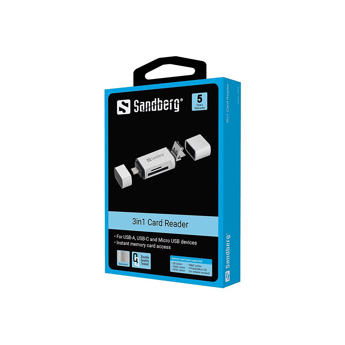 Sandberg - Kartenleser (microSD, SD) - micro USB / USB / USB-C