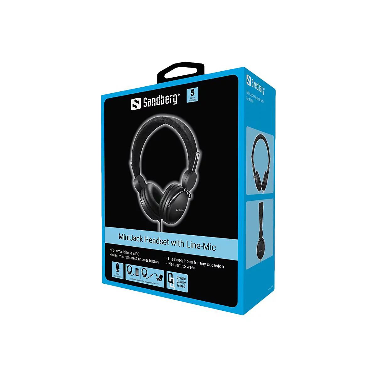 Sandberg MiniJack Headset with Line-Mic - Kopfhörer mit Mikrofon - On-Ear - kabelgebunden - 3,5 mm Stecker