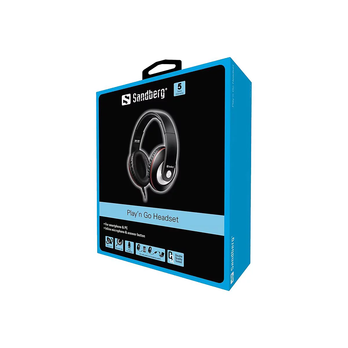 Schwarzer KopfhÃ¶rer in einer Verpackung, auf der Play'n Go Headset steht.