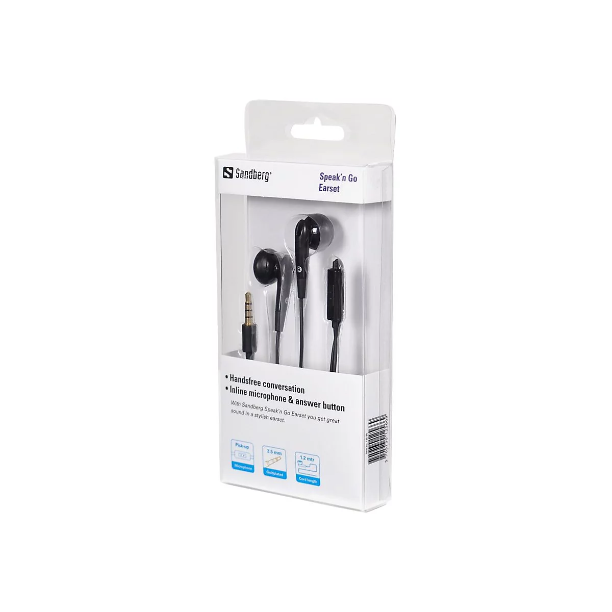 Sandberg Speak'n Go Earset - Ohrhörer mit Mikrofon - Ohrstöpsel - kabelgebunden - 3,5 mm Stecker - Schwarz