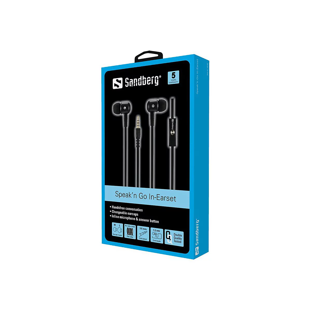 Sandberg Speak'n Go In-Earset - Ohrhörer mit Mikrofon - im Ohr - kabelgebunden - 3,5 mm Stecker - Schwarz