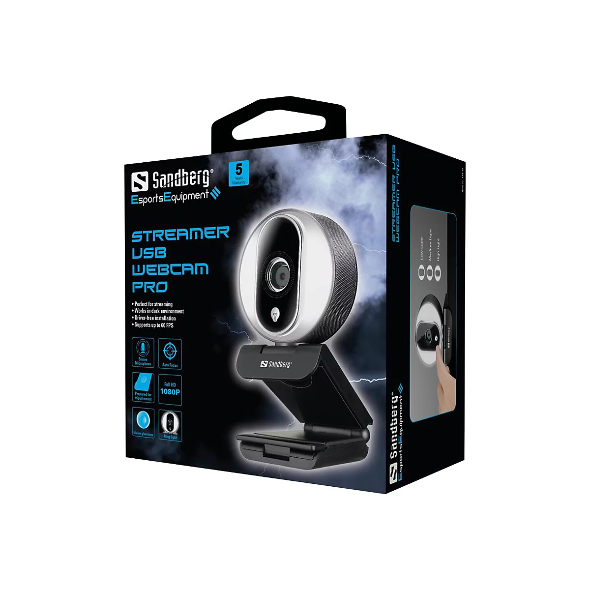 Sandberg Streamer USB Webcam Pro - Livestream-Kamera - Farbe - 2 MP - 1920 x 1080 - 720p, 1080p