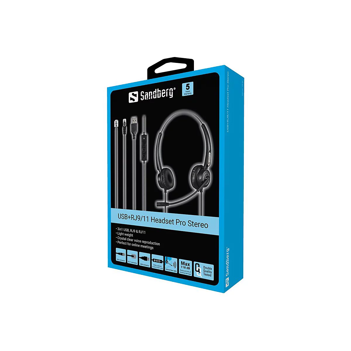 Sandberg USB+RJ9/11 Office Headset Pro Stereo - Headset - On-Ear - kabelgebunden - USB, RJ-11