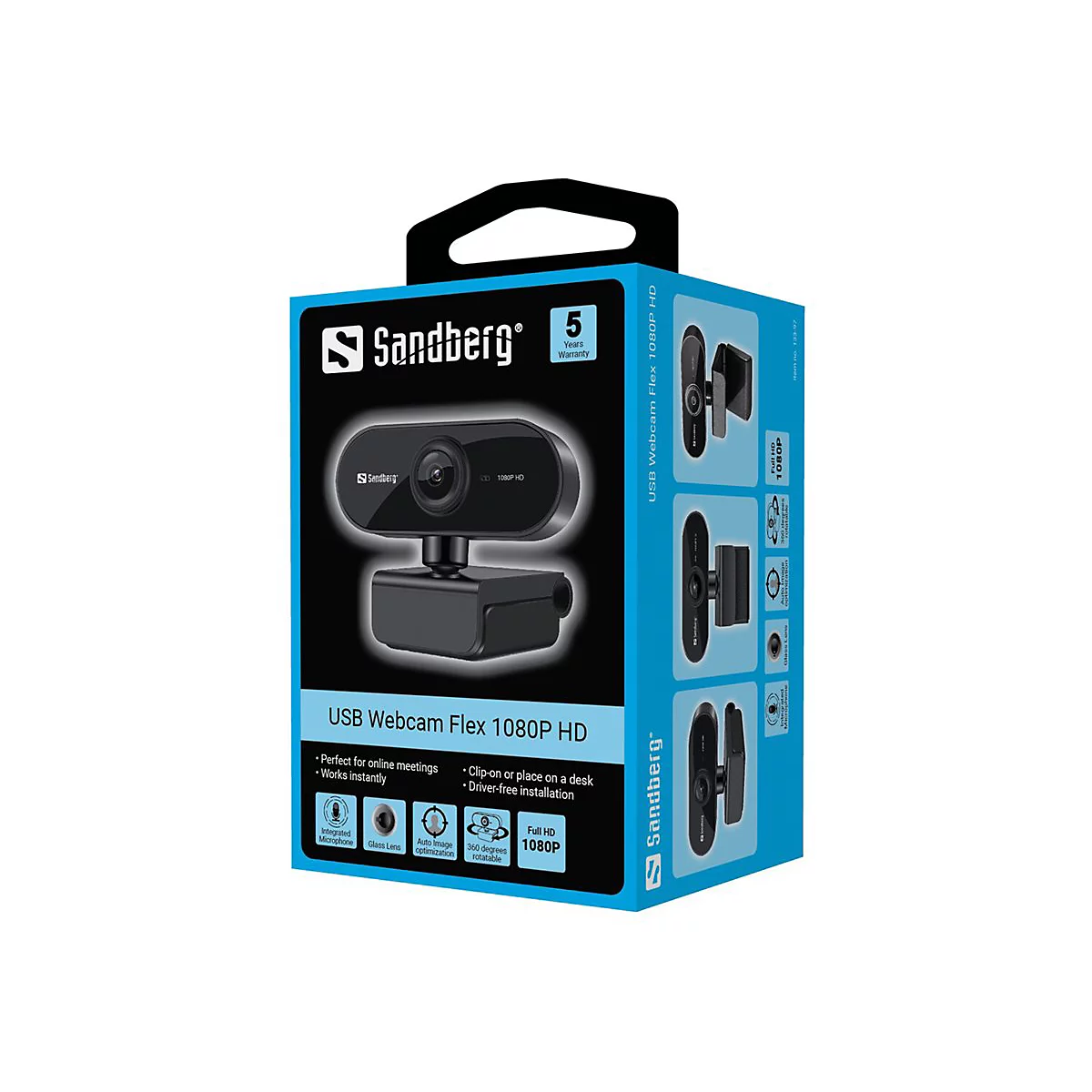Sandberg USB Webcam Flex - Webcam - Farbe - 2 MP - 1920 x 1080 - 1080p