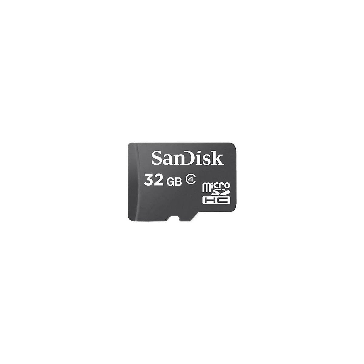 Schwarze SanDisk Micro-SD-Karte mit weiÃŸer Schrift: SanDisk, 32 GB, Micro SDHC.