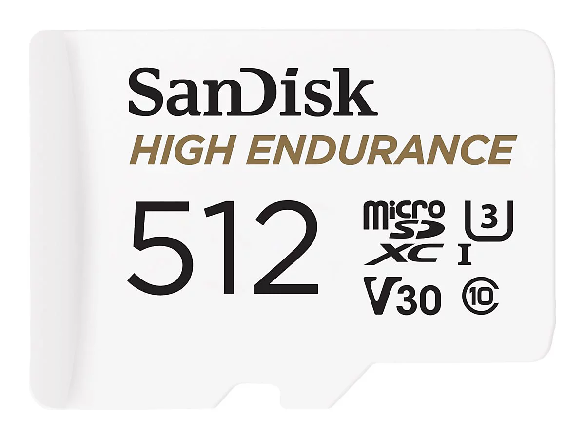 SanDisk High Endurance - Flash-Speicherkarte (microSDXC-an-SD-Adapter inbegriffen) - 512 GB - Video Class V30 / UHS-I U3 / Class10 - microSDXC UHS-I
