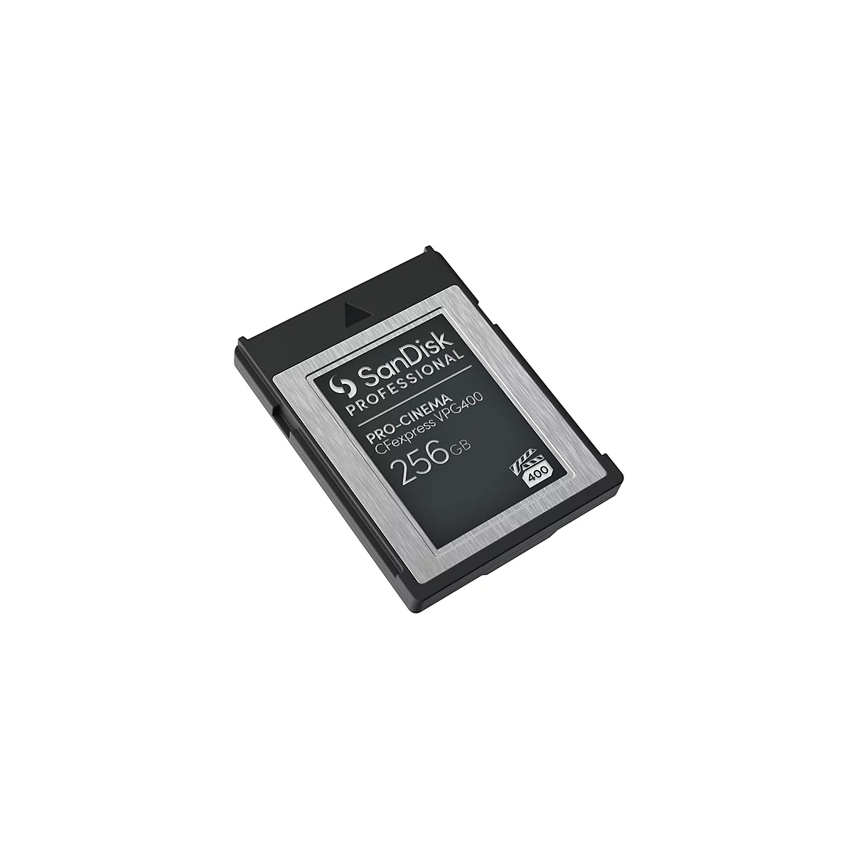 Schwarze CFexpress Speicherkarte von SanDisk, 256 GB.