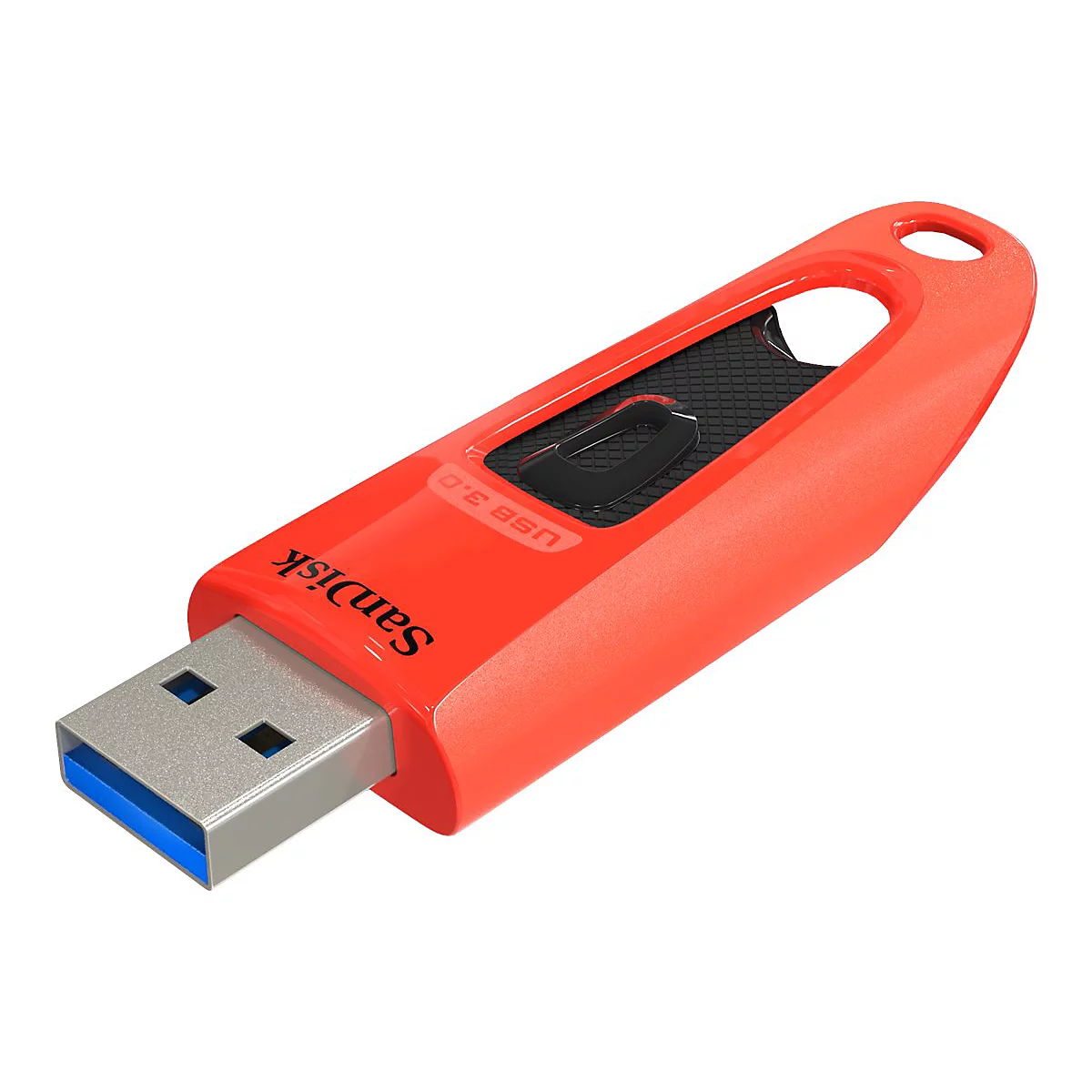 Roter USB-Stick von SanDisk, mit USB 3.0-Kennzeichnung.