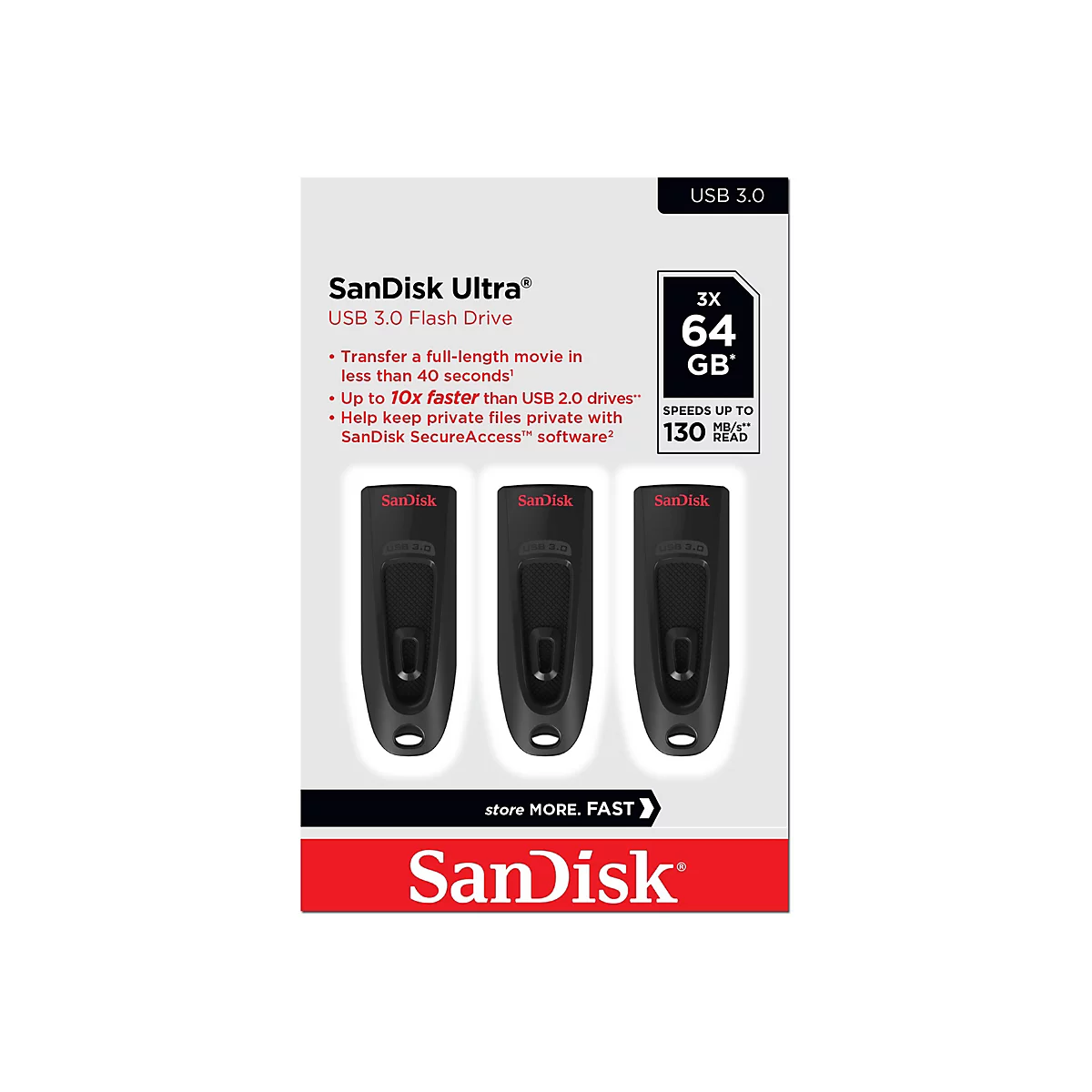 SanDisk Ultra - USB-Flash-Laufwerk - 64 GB - USB 3.0 (Packung mit 3)