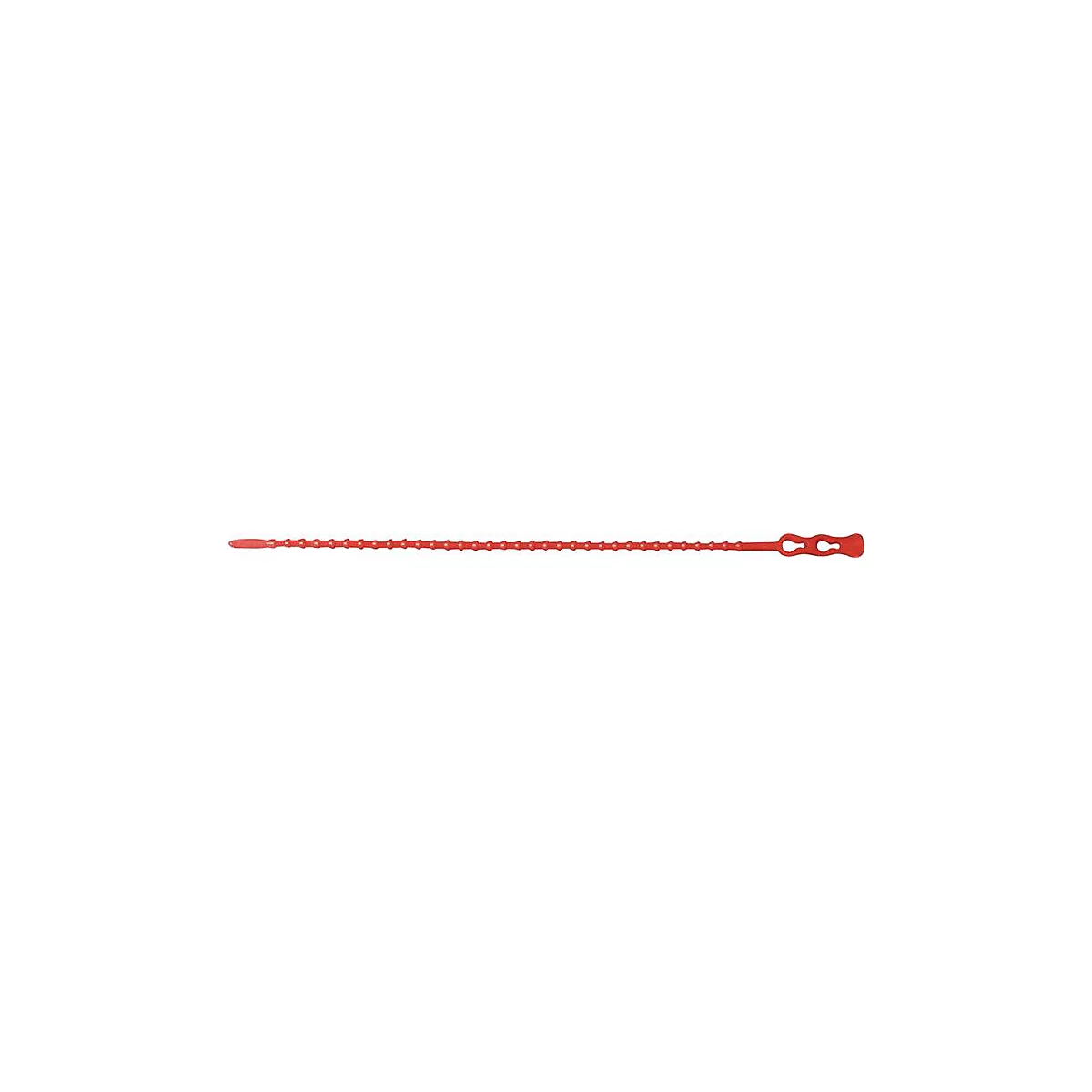 Gros plan sur une vis rouge avec une tige filetée et une tête plate.