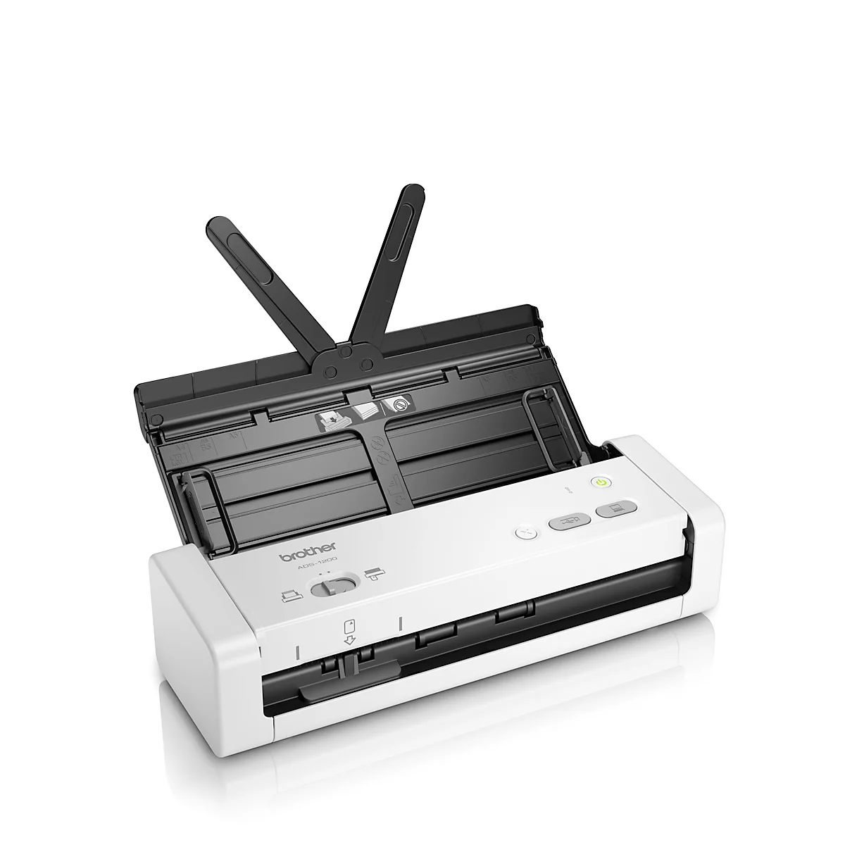 Scanner de documents Brother ADS-1200, noir et blanc/couleur, 25 ppm, 50 ipm, ADF recto-verso, USB 3.0, jusqu'à A4