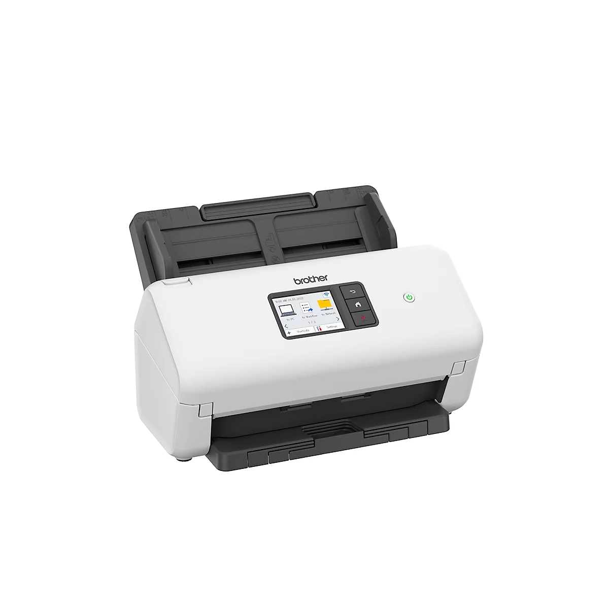 Scanner de documents Brother ADS-4500W, noir et blanc/couleur, 35 ppm &amp; 70 ipm, ADF recto-verso, scan mobile, écran tactile, USB/LAN/WLAN, jusqu'à A4