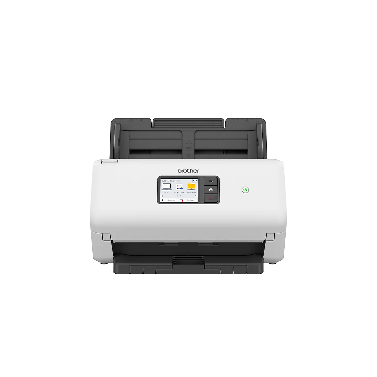 Scanner de documents Brother ADS-4500W, noir et blanc/couleur, 35 ppm &amp; 70 ipm, ADF recto-verso, scan mobile, écran tactile, USB/LAN/WLAN, jusqu'à A4