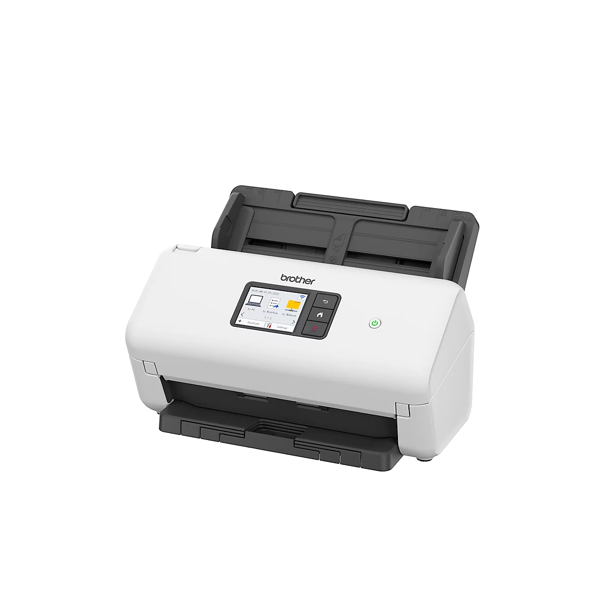 Scanner de documents Brother ADS-4500W, noir et blanc/couleur, 35 ppm &amp; 70 ipm, ADF recto-verso, scan mobile, écran tactile, USB/LAN/WLAN, jusqu'à A4