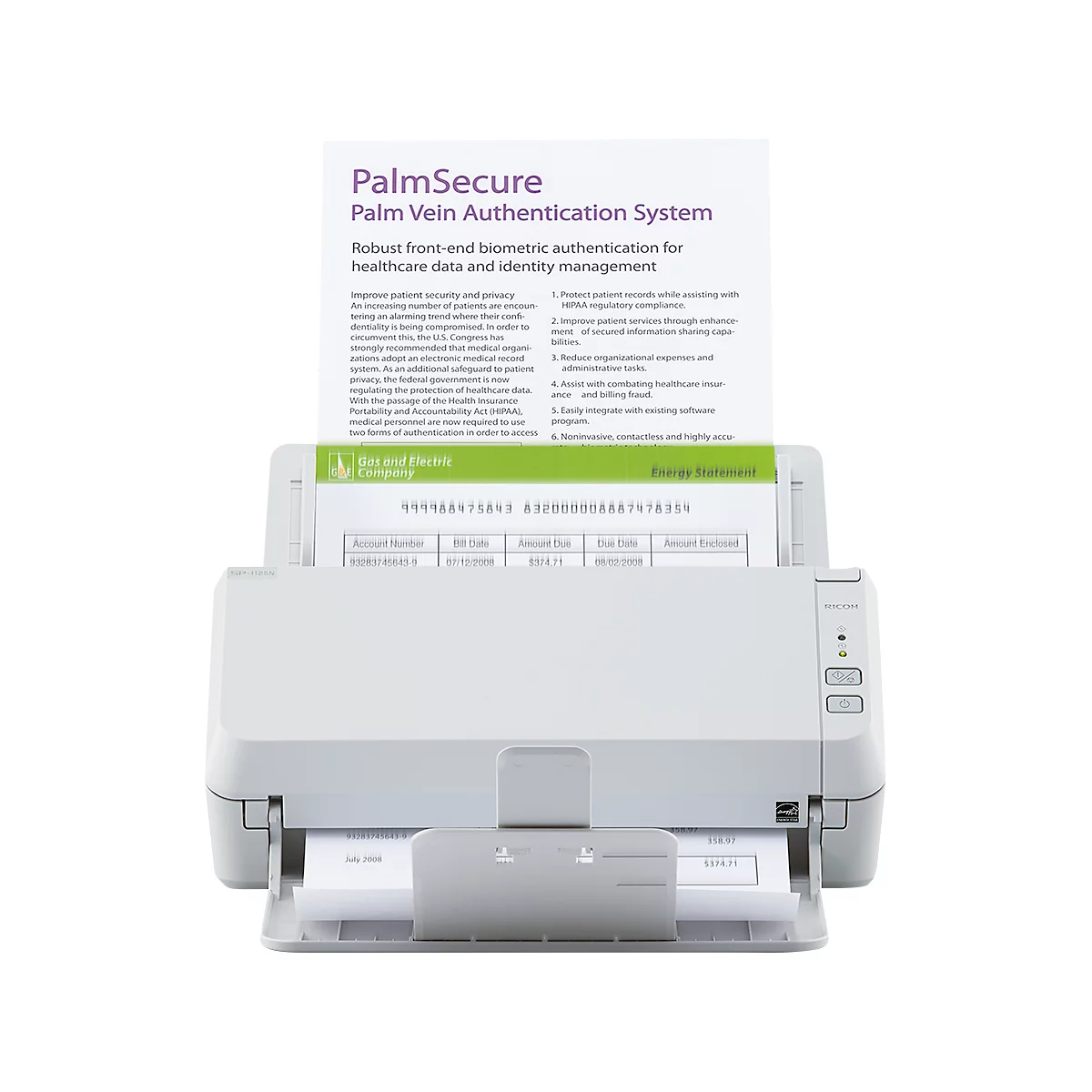 Scanner de documents Fujitsu SP-1125N, compatible LAN, 25 pages A4 recto/ 50 images A4 recto-verso/minute