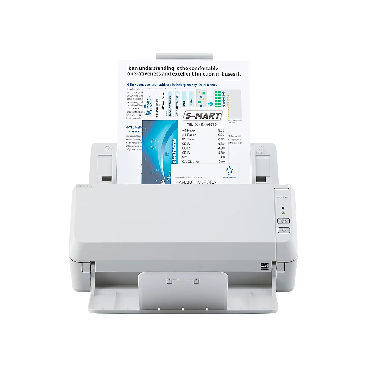 Scanner de documents Fujitsu SP-1125N, compatible LAN, 25 pages A4 recto/ 50 images A4 recto-verso/minute