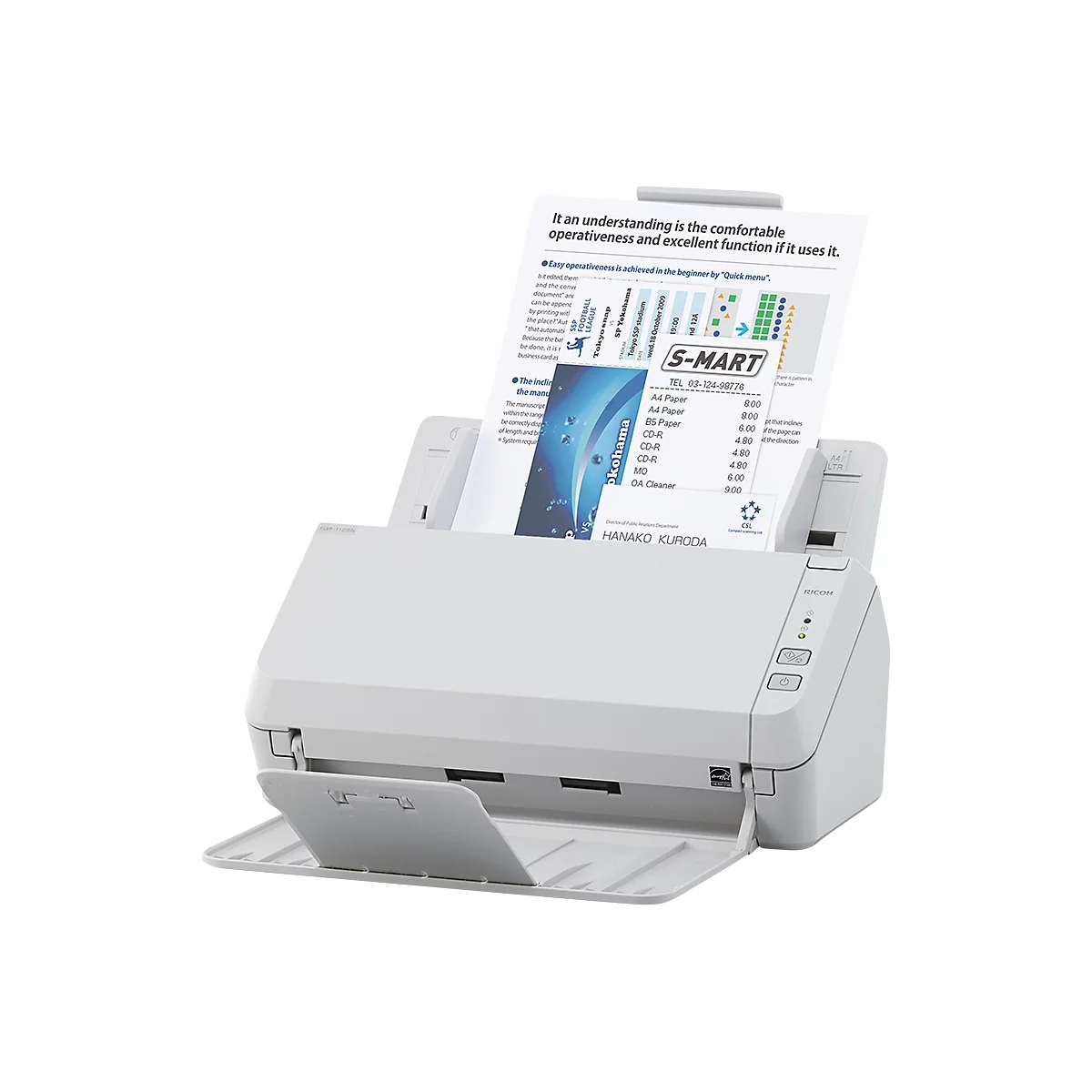 Scanner de documents Fujitsu SP-1125N, compatible LAN, 25 pages A4 recto/ 50 images A4 recto-verso/minute