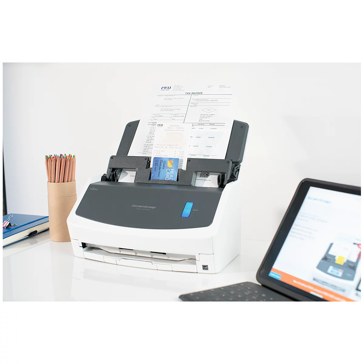 Scanner de documents RICOH ScanSnap iX1400, noir et blanc/couleur, USB, recto-verso, 600 ppp, 40 pages/min, jusqu'à A4