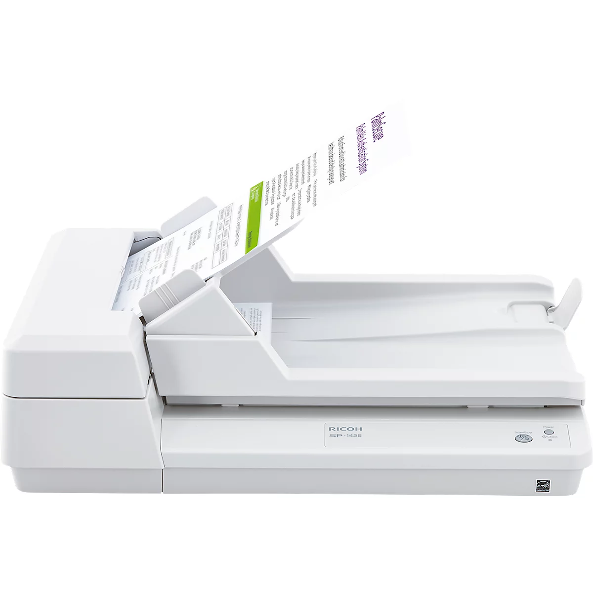 Scanner de documents SP-1425 Fujitsu, panneau de commande avec 2 touches, 50 feuilles ADF, 600 dpi