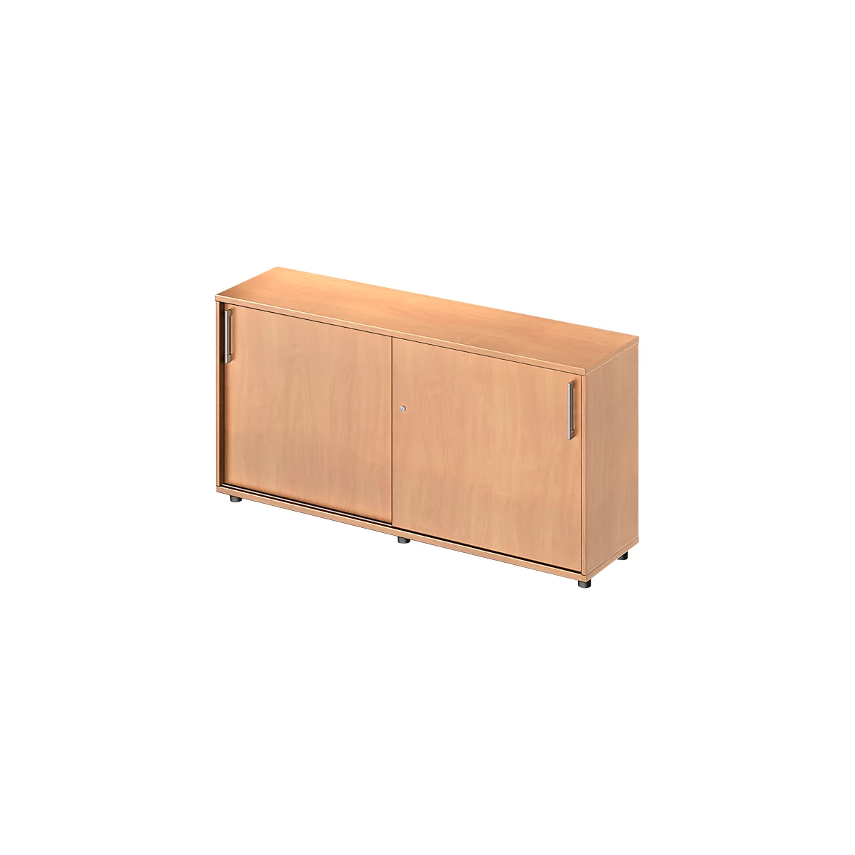 Schäfer Shop Armario de puertas correderas Genius TETRIS WOOD, 2 OH, ancho 1600 x fondo 421 x alto 800 mm, altura incluyendo los deslizadores, decoración de haya