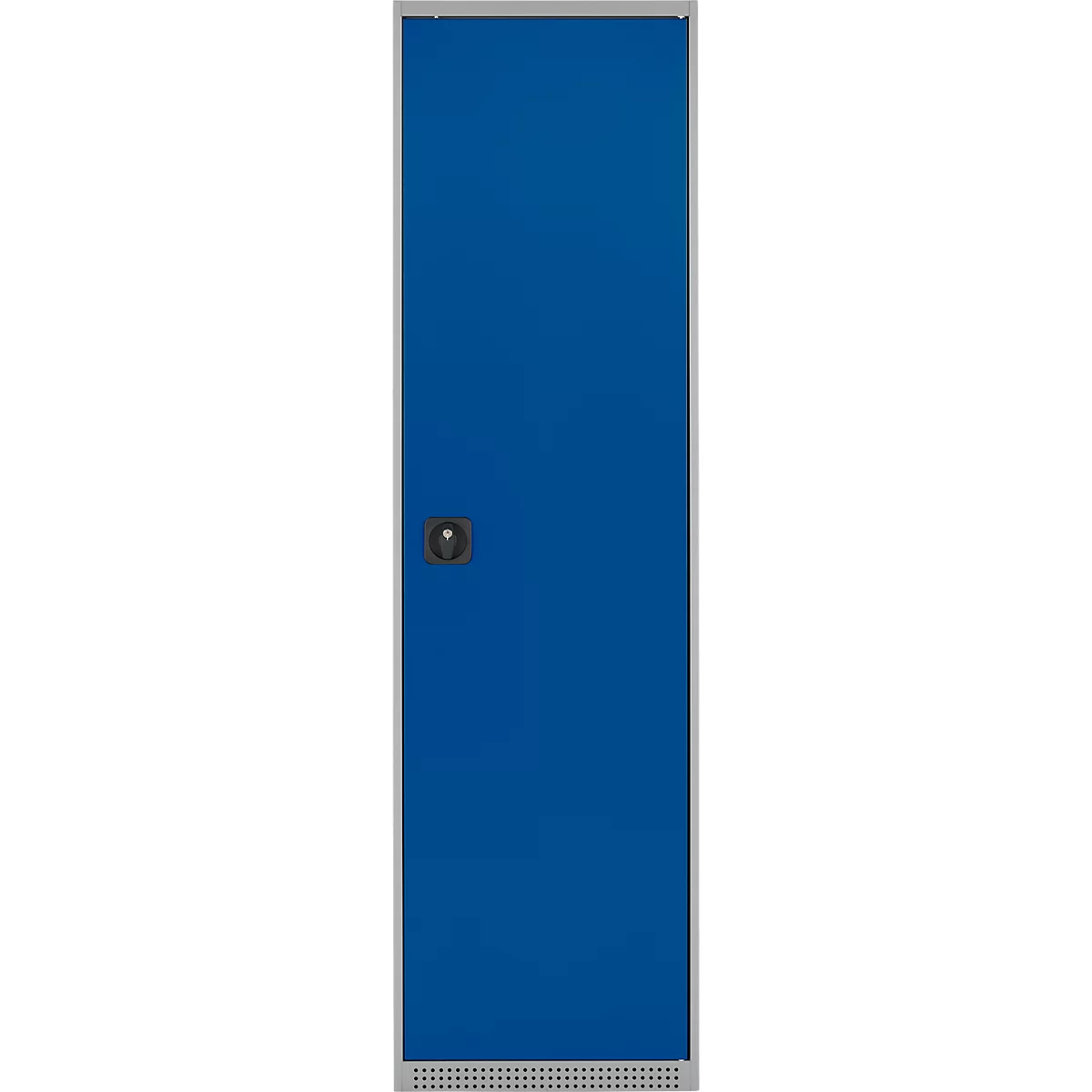 Schäfer Shop Armoire à matériel Genius FS, 5 HC, verrouillable, 2 tablettes/6 tiroirs, jusqu'à 250 kg, L 545 x P 520 x H 1950 mm, acier, alu blanc/bleu gentiane