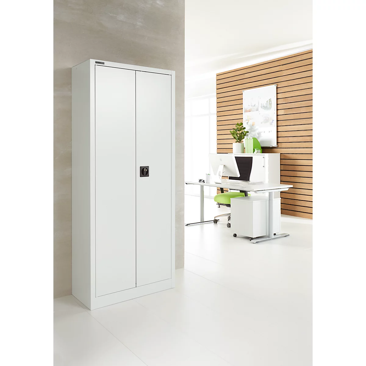 Schäfer Shop Armoire à matériel Pure, verrouillable, 4 étagères, L 800 x P 400 x H 1935 mm, acier, gris clair