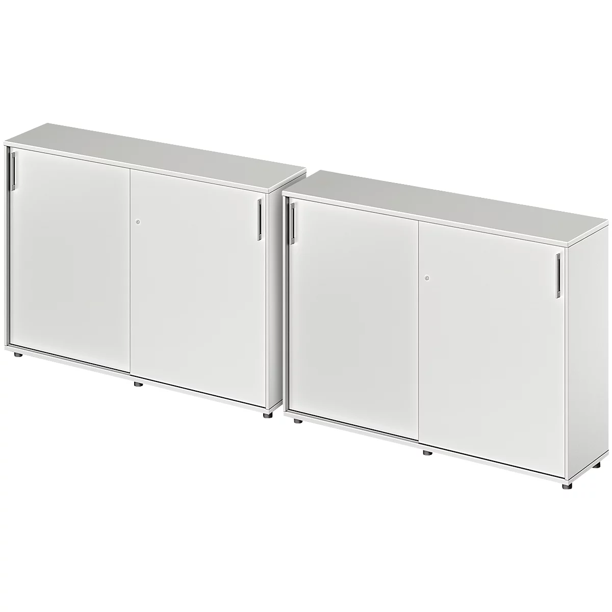 Schäfer Shop Armoire Genius à portes coulissantes TETRIS WOOD, patins inclus, L 1200 x P 421 x H 1110 mm (3 HC), gris clair, 2 pièces