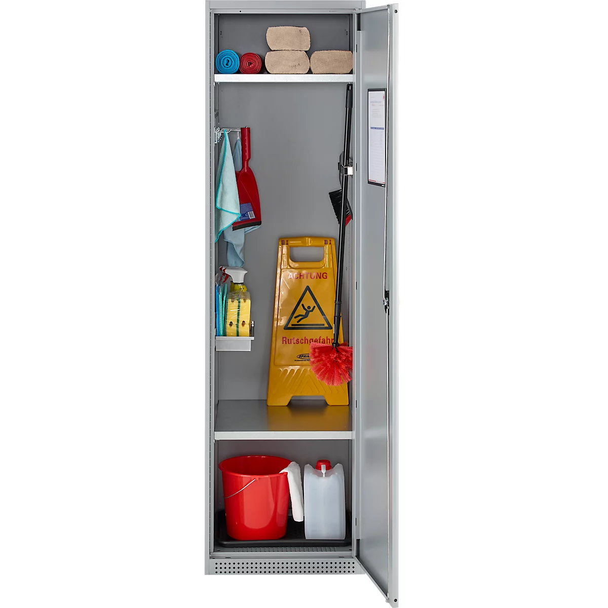 Schäfer Shop Armoire multi-usages Genius FS, modulaire, extensible individuellement, 2 étagères, jusqu'à 250 kg, L 545 x P 520 x H 1950 mm, acier, aluminium blanc/aluminium blanc