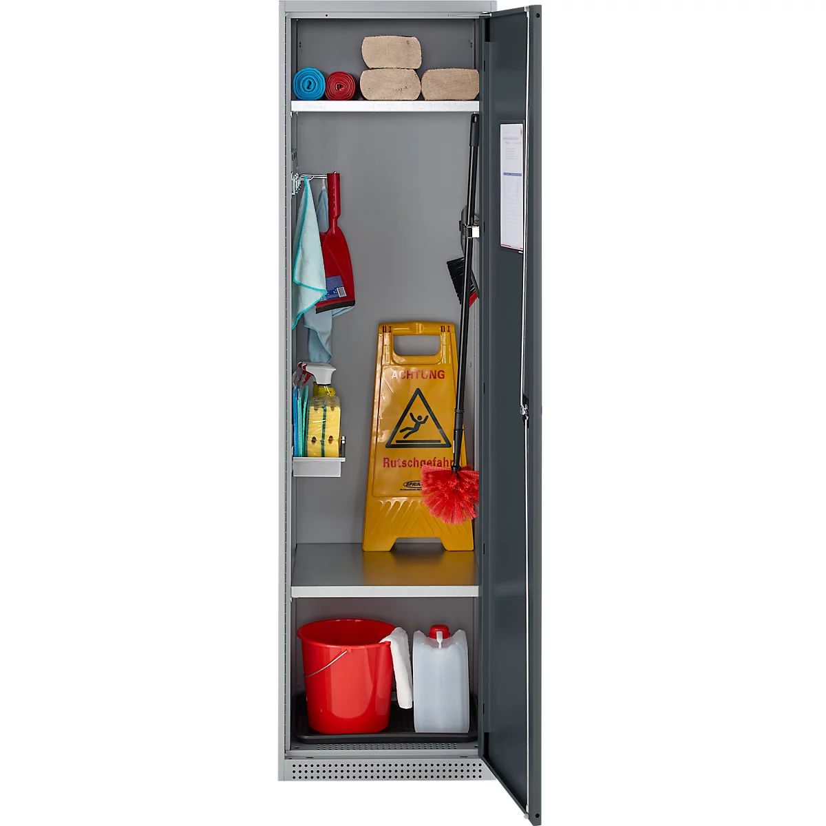 Schäfer Shop Armoire multi-usages Genius FS, modulaire, extensible individuellement, 2 étagères, jusqu'à 250 kg, L 545 x P 520 x H 1950 mm, acier, blanc aluminium/gris anthracite