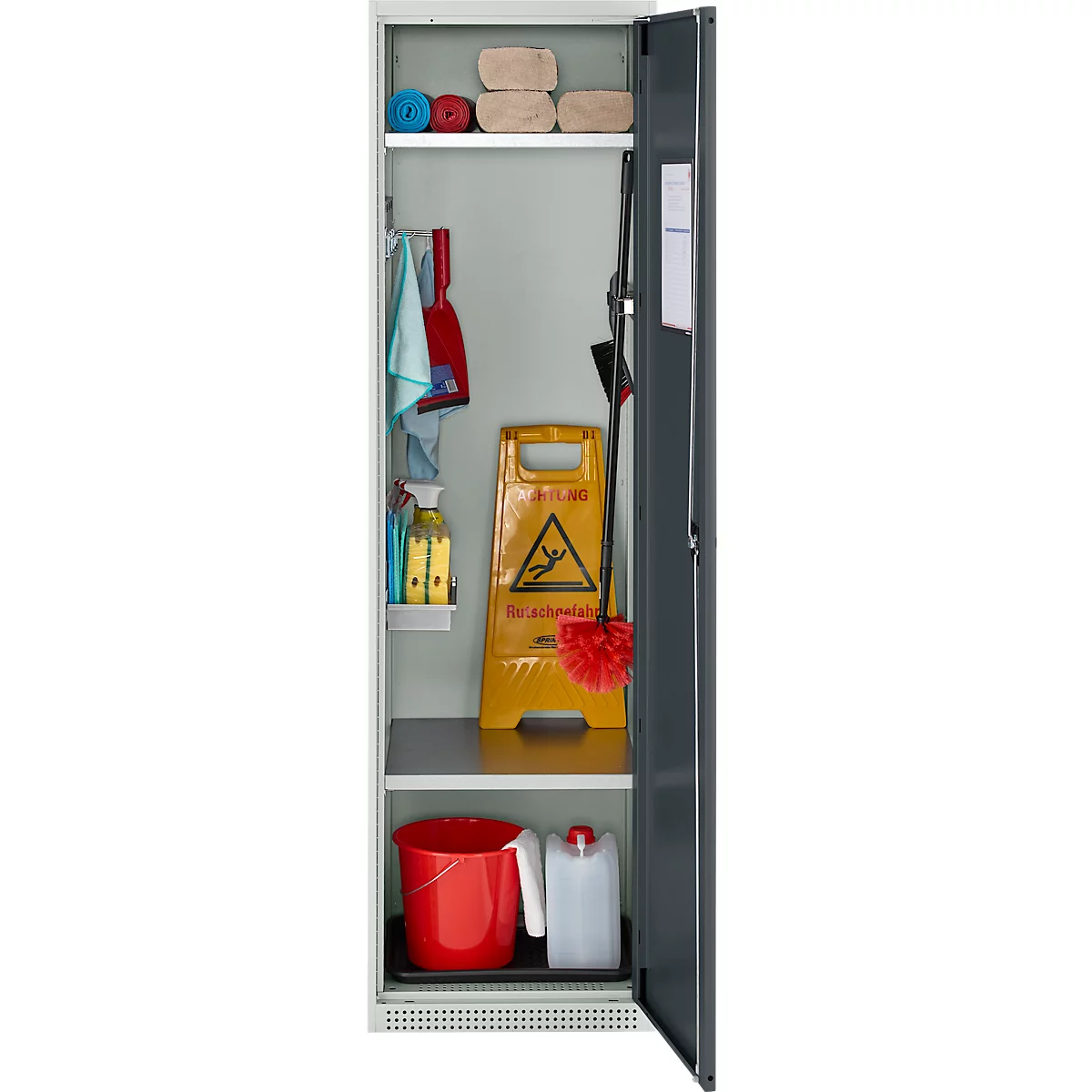 Schäfer Shop Armoire multi-usages Genius FS, modulaire, extensible individuellement, 2 étagères, jusqu'à 250 kg, L 545 x P 520 x H 1950 mm, acier, gris clair/gris anthracite