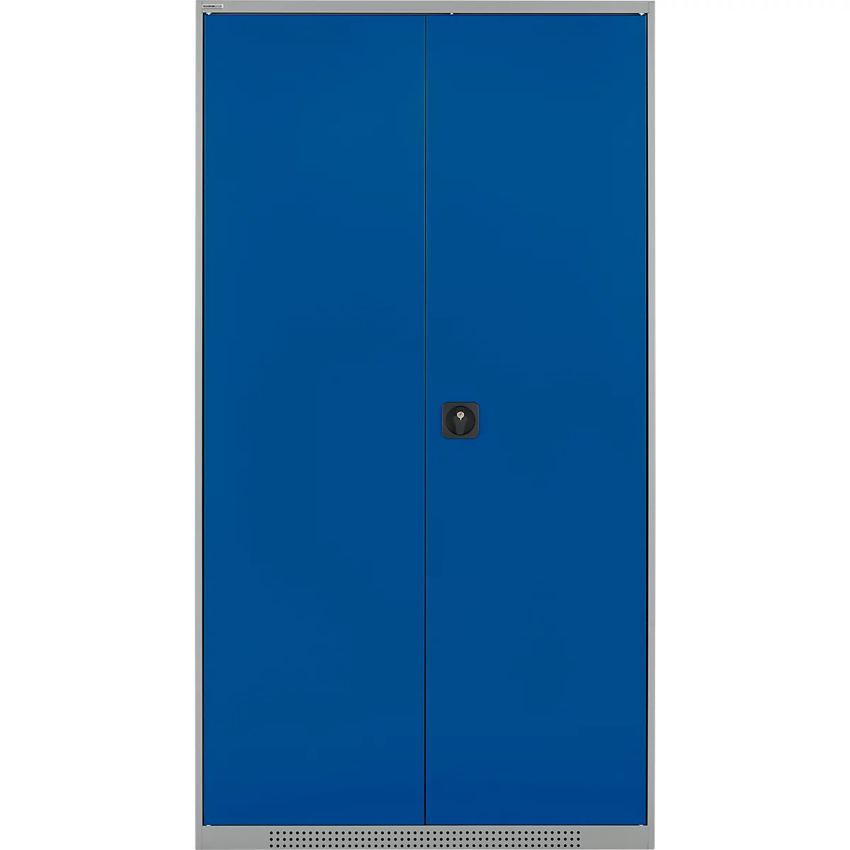 Schäfer Shop Armoire multi-usages Genius FS, modulaire, extensible individuellement, paroi médiane, 4 étagères, jusqu'à 450 kg, L 1055 x P 520 x H 1950 mm, alu blanc/bleu genièvre