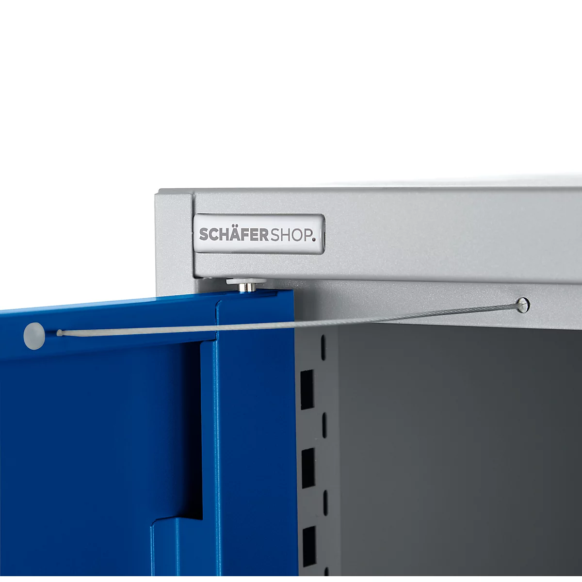 Schäfer Shop Armoire multi-usages Genius FS, modulaire, extensible individuellement, paroi médiane, 4 étagères, jusqu'à 450 kg, L 1055 x P 520 x H 1950 mm, alu blanc/bleu genièvre