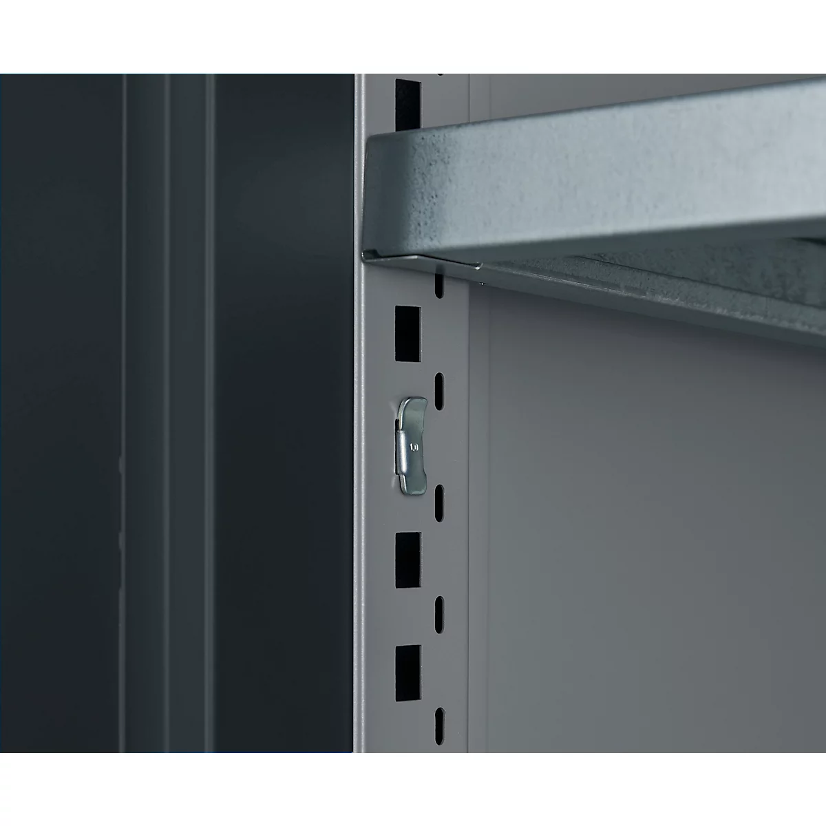 Schäfer Shop Armoire multi-usages Genius FS, modulaire, extensible individuellement, paroi médiane, 4 étagères, jusqu'à 450 kg, L 1055 x P 520 x H 1950 mm, alu blanc/gris anthracite
