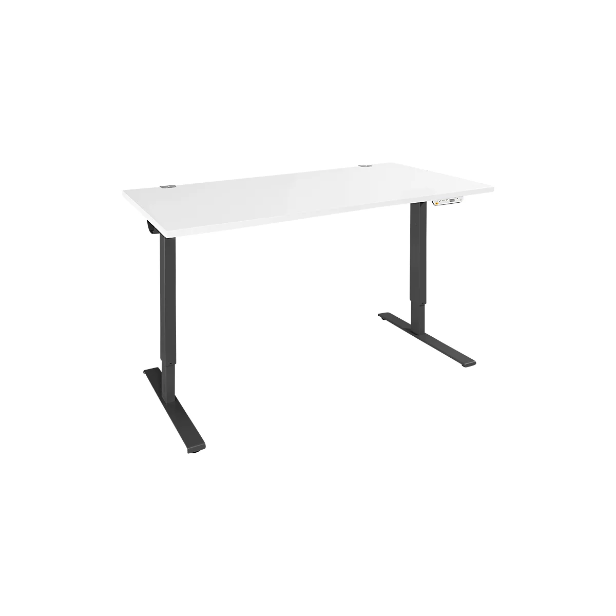 Schäfer Shop Bureau Genius AERO FLEX, réglage électrique de la hauteur, rectangle, pied en C, L 1200 mm, blanc/noir + panneau de mémoire